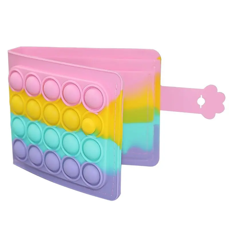 Fidget Wallet - Rainbow Pink Bubble Pop Fidgets
