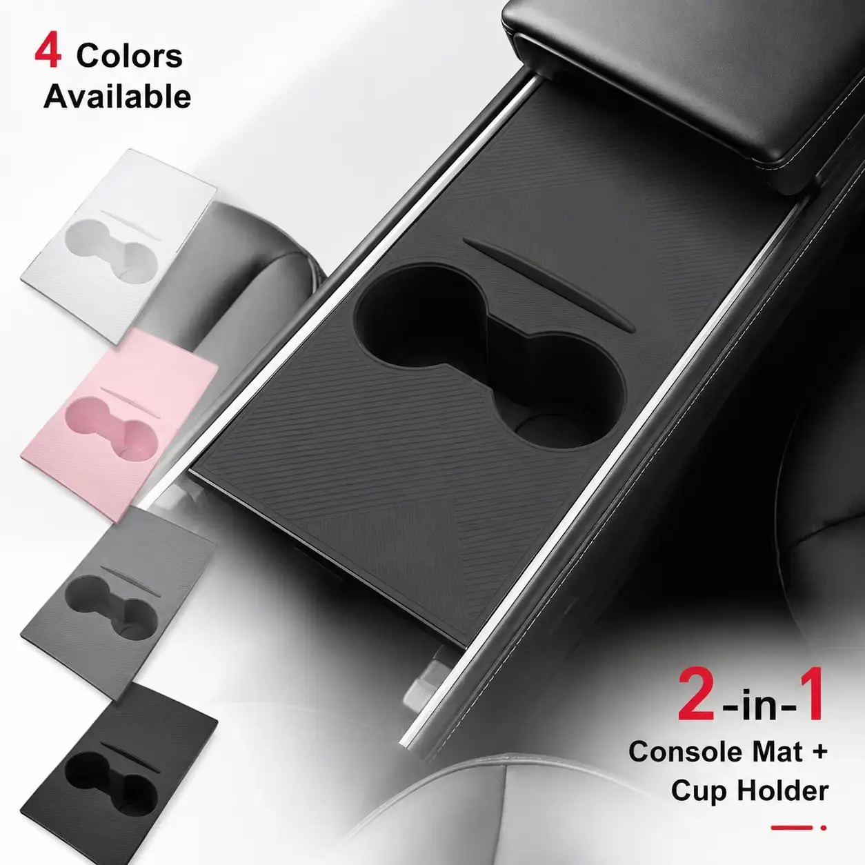 Suede Static Cling Center Console Cover for Tesla Model 3 (2021-2023) & Model Y (2021-2024) - Glue-Free Installation, Car Interior Protector Kit, Car Accessories