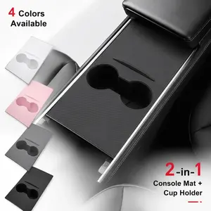 [Glue-free Installation]Center Console Cover  for Tesla Model 3 2021-2023 & Model Y 2021-2024 Suede Static Cling Decor Tesla Accessories Car Protectors Car Interior Kit