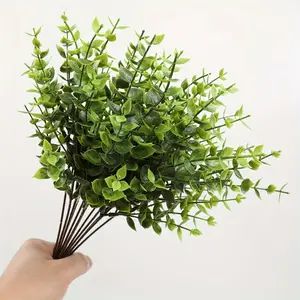 24pcs Outdoor Artificial Green Plants, UV-resistant Simulated School Tree Shrubs, Made of Plastic, Suitable for Indoor and Outdoor Decoration. Ideal for Outdoor Patio Decor, Home Decoration, Weddings, Courtyards, and Gardens, Faux Plants