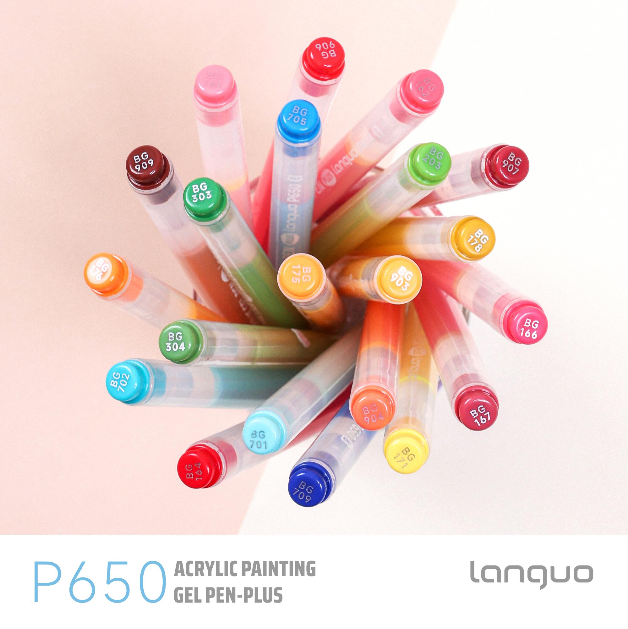Languo 90-Color Acrylic Painting Gel-Pen Plus Set, art_set Smooth 1.0mm Bold Tip Paint Pens with 2.2g Extra Large Ink Capacity, Aesthetic No-Bleed Coloring Retractable Gel Pen pen set relaxation tool get gift school artist colored