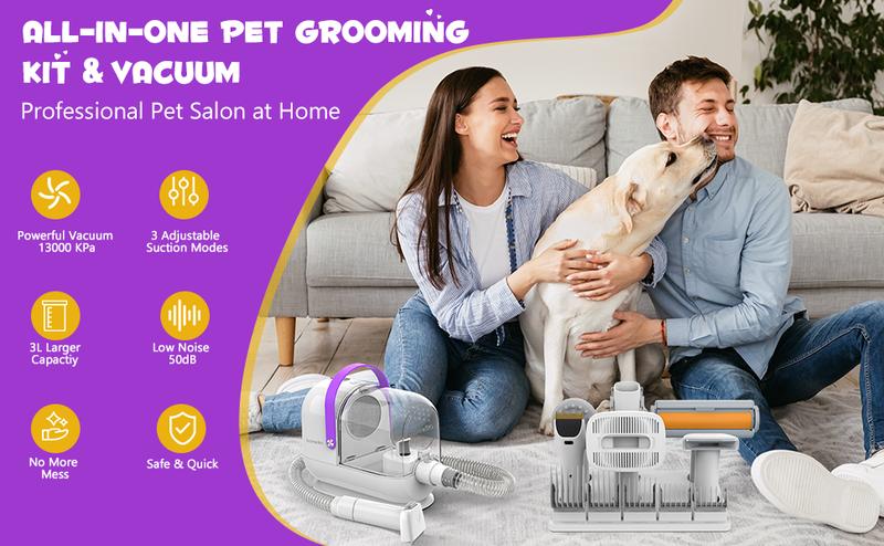 Homeika Dog Grooming Vacuum Kit - 3L Vacuum with 7 Tools, Low Noise Electric Clipper and Brush for Pet Shedding at Home Homeika Dog Grooming Vacuum Kit - 3L Vacuum with 7 Tools, Low Noise Electric Clipper and Brush for Pet Shedding at Home
