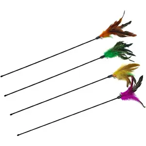4 count Interactive  Teaser Wand - 20" Long Wand with Loud Bell for  and Kitten