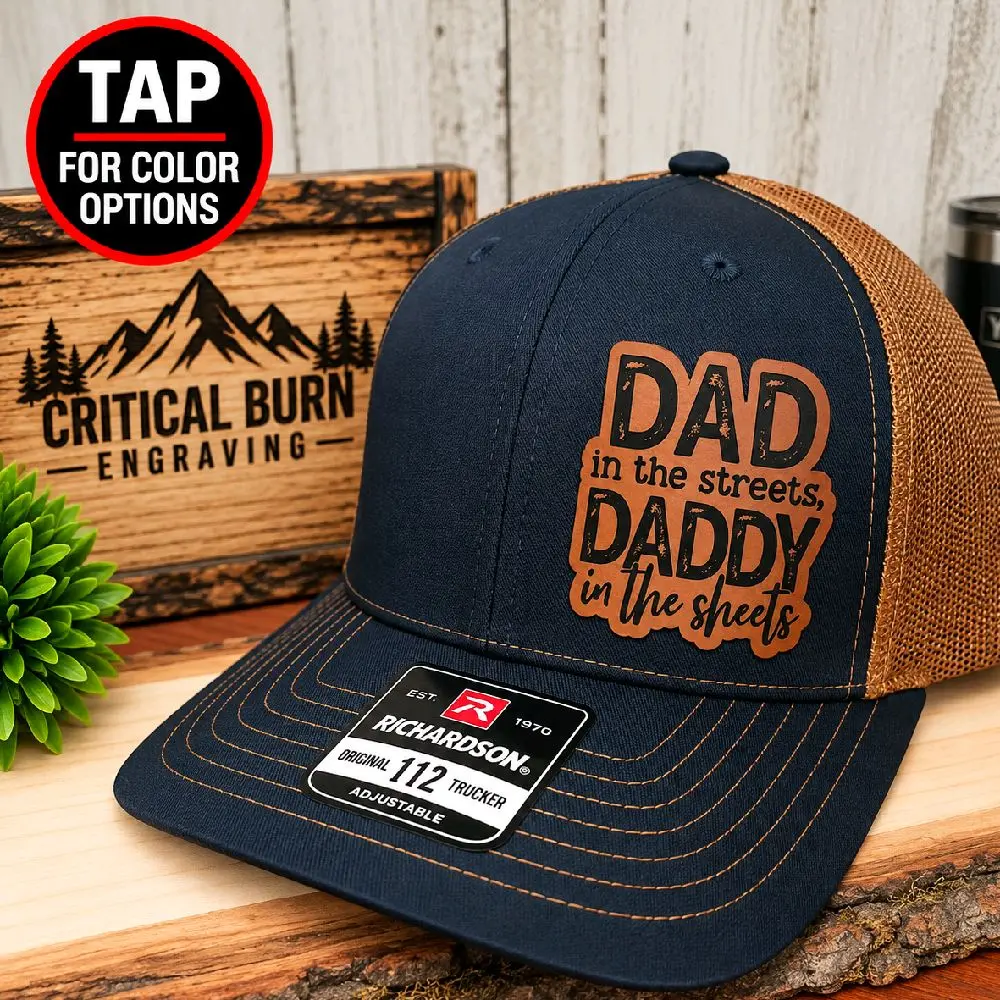 "Daddy In The Sheets" Hat Men's Trucker Cap - Cotton Snapback, Leather Patch, Dome Mesh, Adjustable Size, Casual Sports & Outdoor Hat, Accessories, Adults Gifts, All Seasons, Hat Protection, Gorro De Beisbol