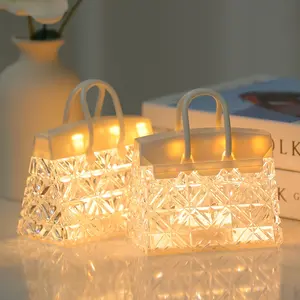 Gmnee Crystal Transparent Night Light - Modern 3D Visual Effect, Battery Powered, Warm Light Design, Portable Desk Lamp, Suitable for Bedroom, Living Room, Party, Wedding, Housewarming Decoration, Home Decoration, High-end Luxurious Acrylic Material, GMNE