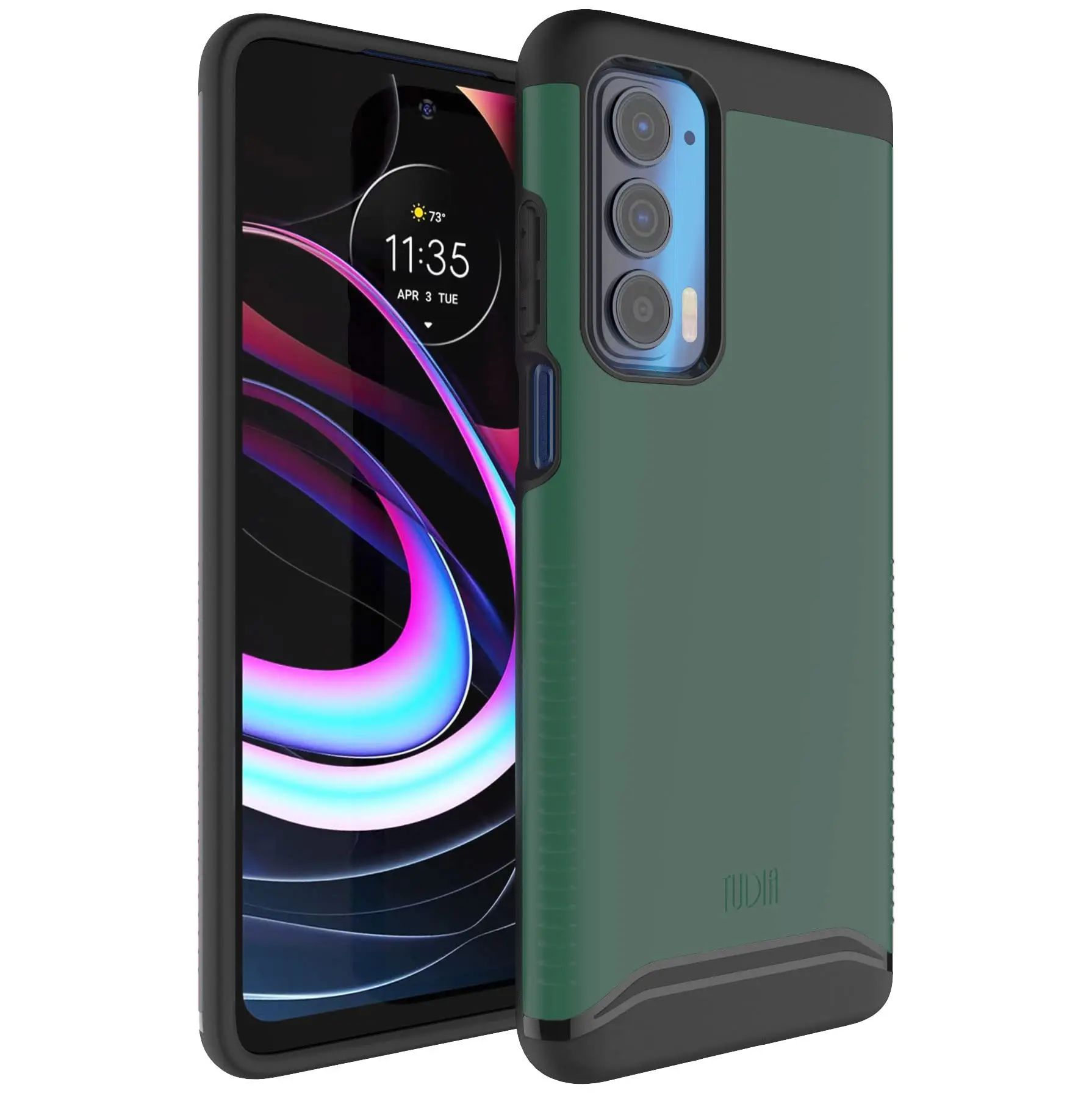 TUDIA DualShield Designed for Motorola Edge 5G UW Case/Moto Edge 2021 Case, [Merge] Shockproof Military Grade Slim Heavy Duty Tough Dual Layer Protection for Moto Edge 5G UW Case - Hunter Green