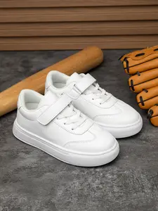 Youth Flat Sneakers, PU Leather Velcro Design, Unisex Low Top Casual Shoes, Comfortable Student Footwear for Boys and Girls, Casual Athletic Footwear