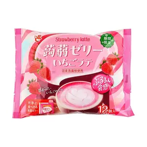 ACE BAKERY Strawberry Latte Konjac Jelly 216g - Japanese Low-Calorie Snack, Fruity Dessert