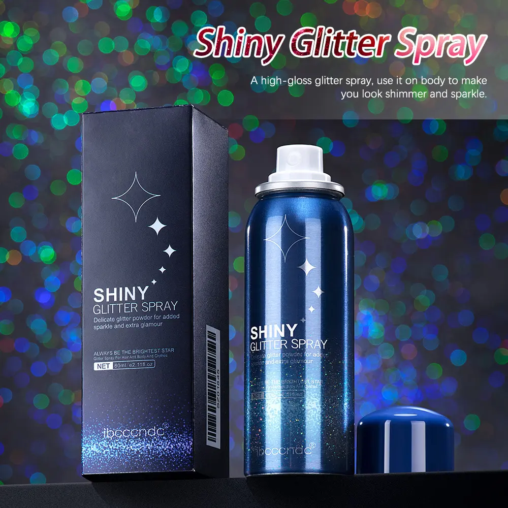 Body Glitter Spray with Fine Mist Nozzle, 60ml Fast Dry Shimmer for Hair & Skin - Long-Lasting Glowing Body Makeup for Adults, Christmas, Bottle, Face Body Cosmetic, Glitter Pigment