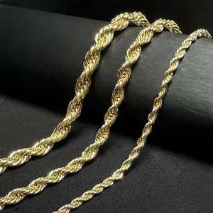 Grit&Glory 14K Real Gold-Plated Rope Chain Necklace for Women and Men,Upgraded Shine, Faceted Cut, Tarnish-Free, Goldstone necklace 4mm/6mm/8mm, 24"/26" Jewelry