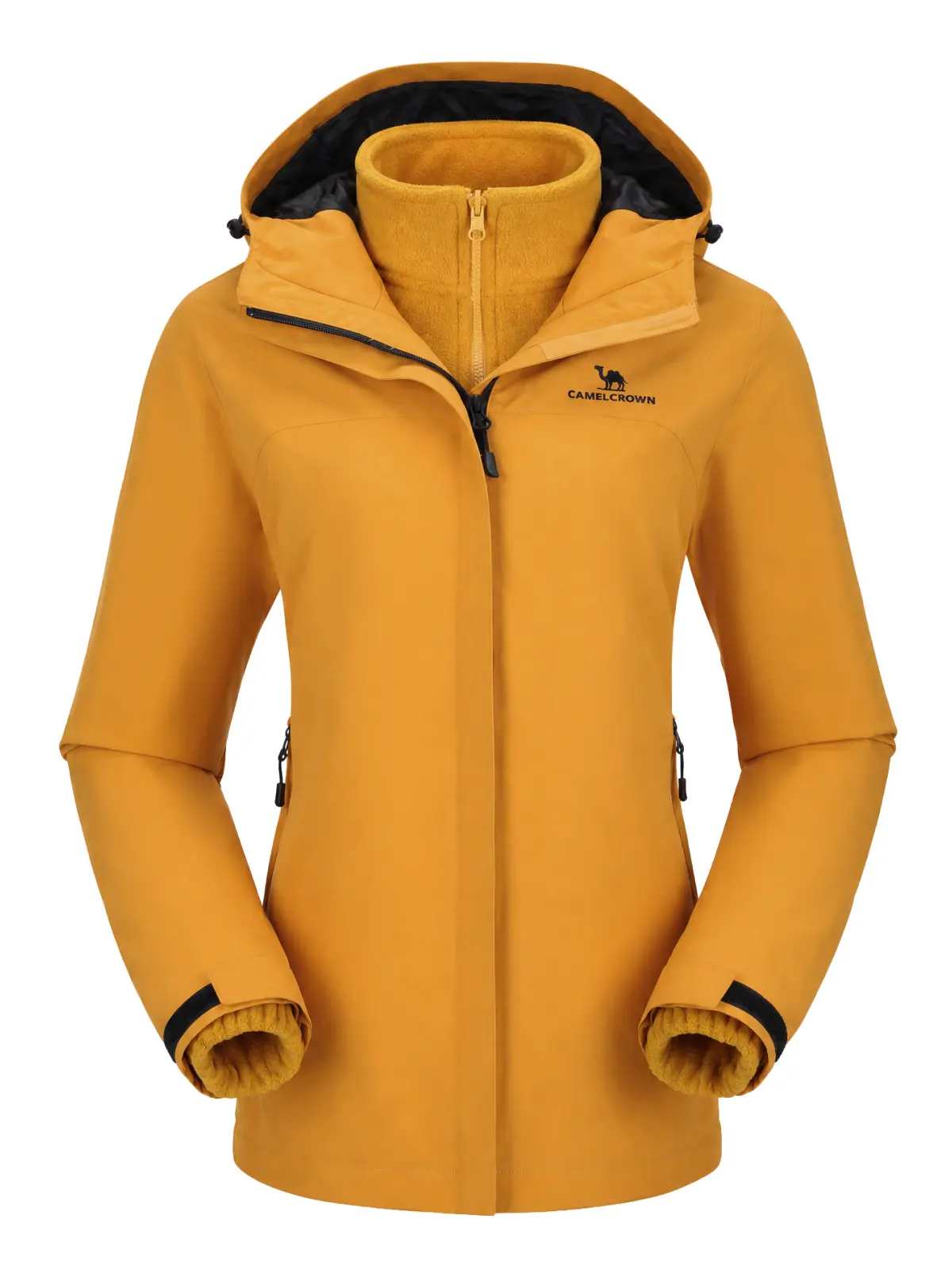 Camel Women's 3-in-1 Waterproof  – Fleece Lined Warm Winter Coat, TOPEAK-TEX 10k/10k Windproof Hooded Rain Shell for Skiing Hiking & Commute athlete jacket