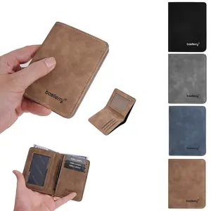 2 Fold Vintage PU Leather Men Wallet Multi-Card Slot Short Billfold Business Casual Portable Wallet High end Student Card Holder