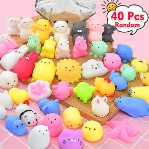 Squishies 40pcs Mochi Squishy Toys Party Favors for Kids Stocking Stuffers Mini Kawaii Squishy Treasure Box Toys for Classroom Prizes Fidget Toys Goodie Bag Happy New Year Easter Egg Fillers Gift for Kids
