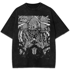 Men's 100% Pure Cotton Short Sleeve T-Shirt - Jujutsu Kaisen Mahito Villain Anime Manga Character Print, Whimsical Graphic Art Figure, Distressed Look All Seasons Vintage Top