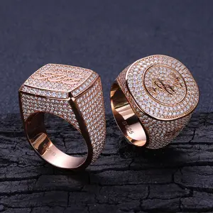 Hip Hop Jewelry Moissanite 925 Sterling Silver Iced Out Custom Logo Letter Rings for Men and Women