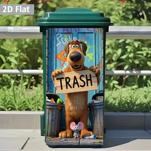 Vibrant Puppy Theme Trash Can Sticker, Wall Art Stickers, Self-Adhesive Wallpaper, 14.57x32.28 Inches, Decorate Kitchen Trash Bin, Walls, Home Decor