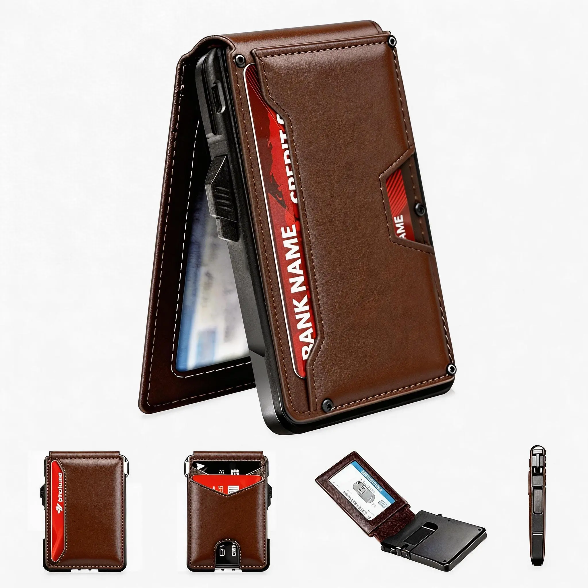 2026 New Mens Smart Wallet, RFID Blocking Slim Wallet,  Minimalist Pop-Up Credit Card Holder with ID Window, Cash Slot & Front Pocket Wallet