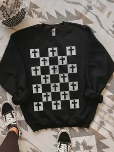 Bold Crosses - Black Sweatshirt Womenswear Apparel