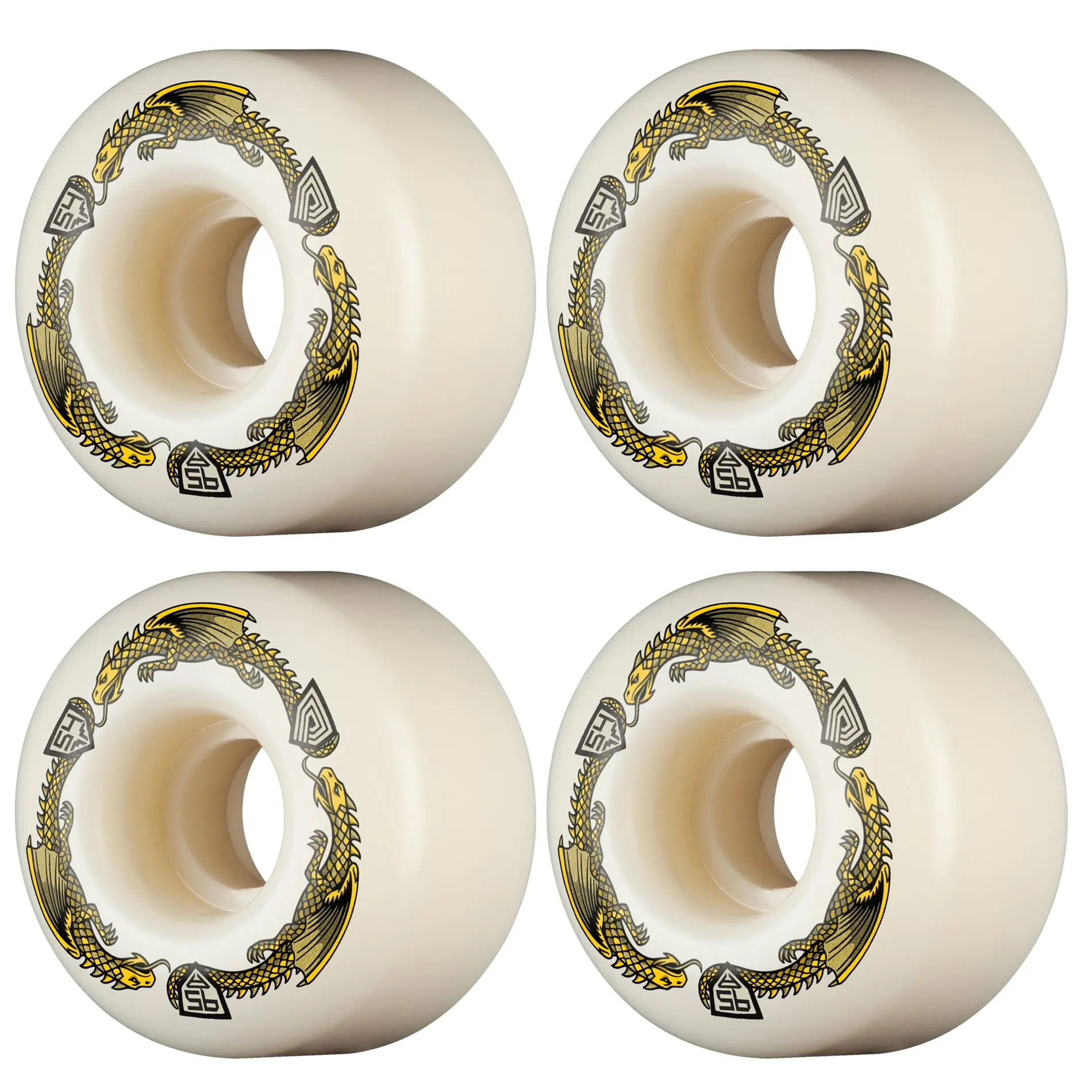 Powell Peralta Skateboard Wheels 54mm x 34mm Dragon Formula 95A V4 Symmetrical Off White