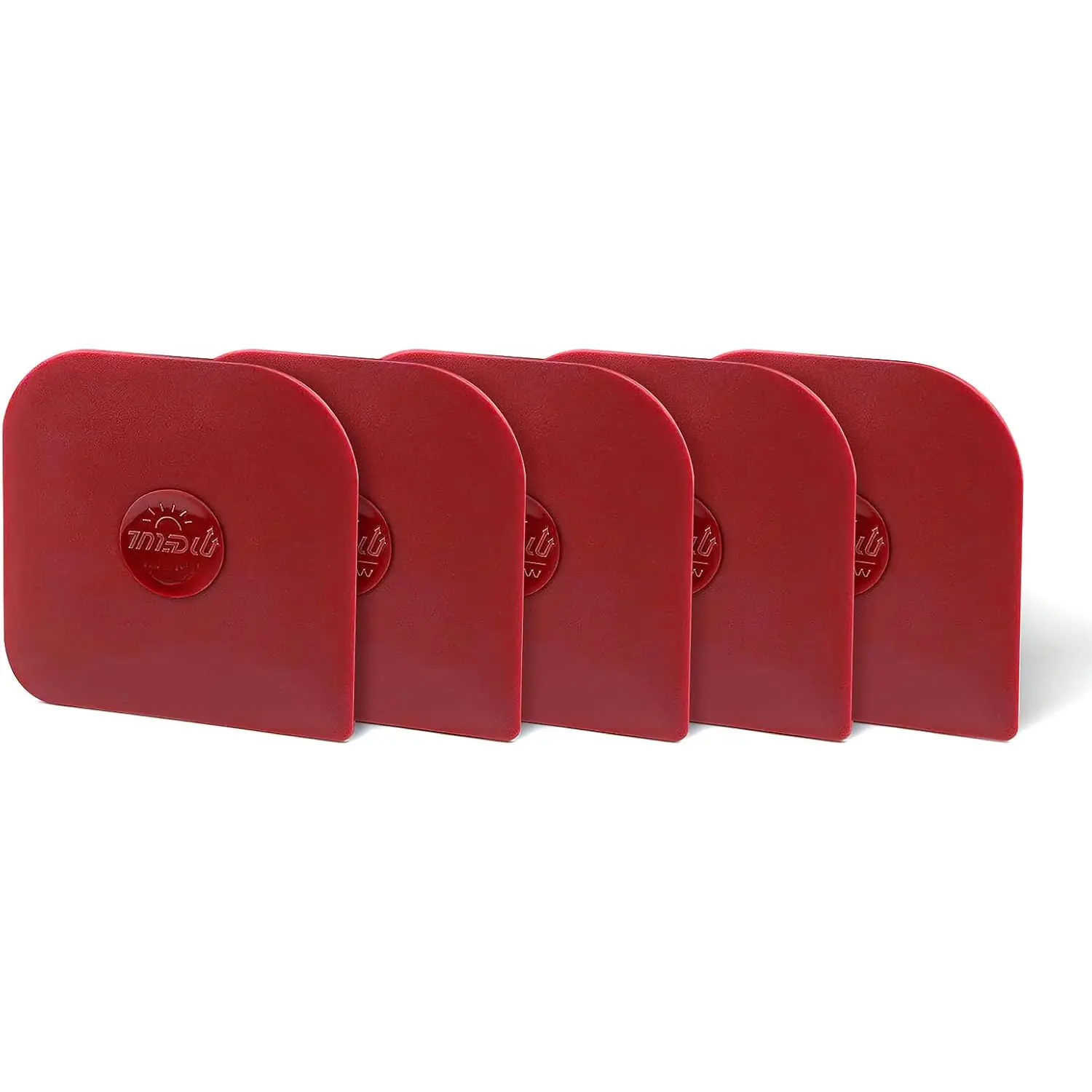 Pan Scraper, 5 count Pot Scraper, Pan Scraper Plastic, Multifunctional Scraper Tool for Kitchen, Non-Slip,  Safe, High Heat Resistant-Red