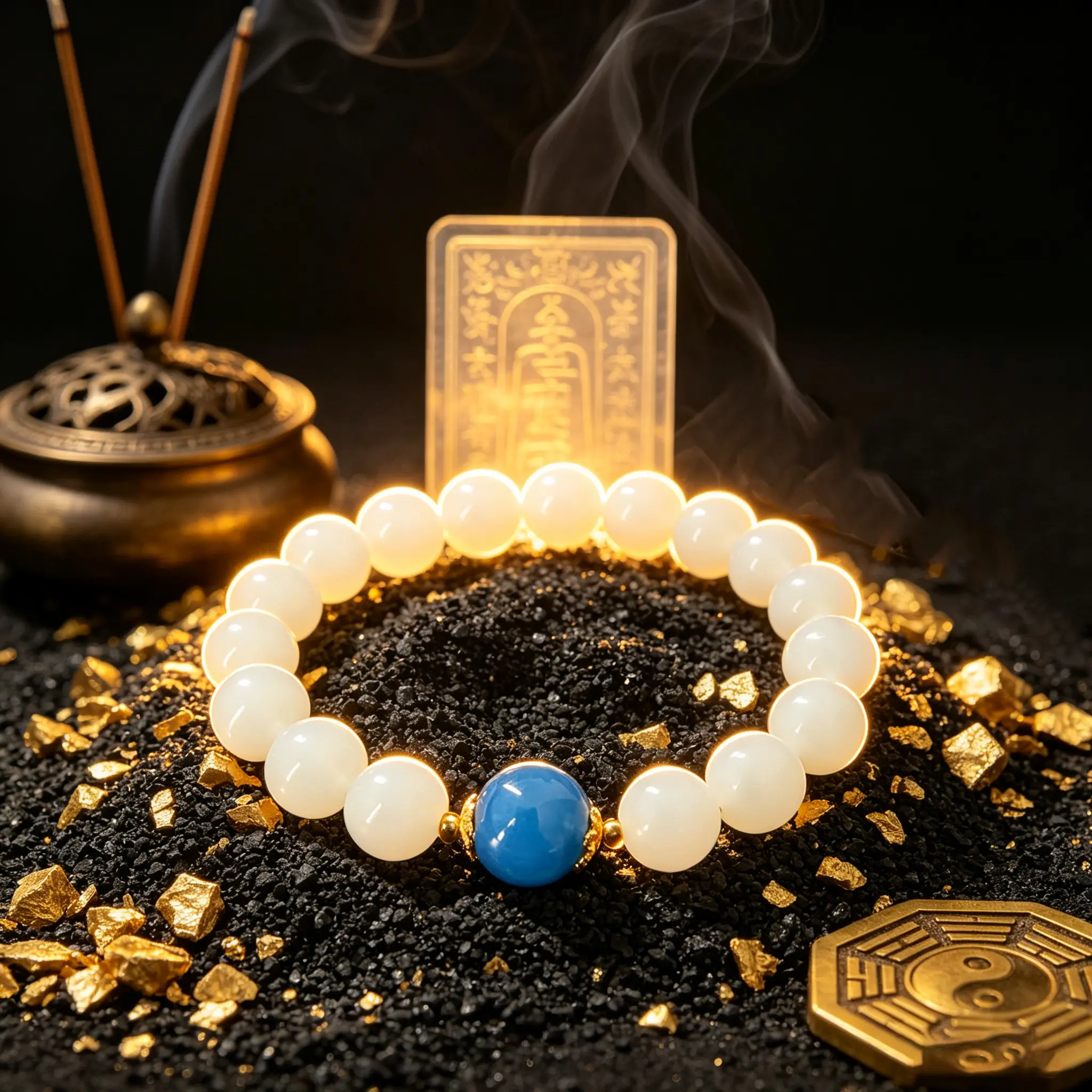 Unisex White Eastern Culture-Inspired Bracelet - All Seasons Everyday Daily Accessory, Matching Pair for Peace of Mind Enhancement, Bangle