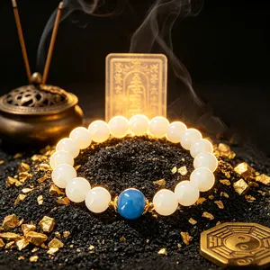 White unisex Taoist culture bracelet suitable for enhancing peace of mind, fortune, career, and love.
