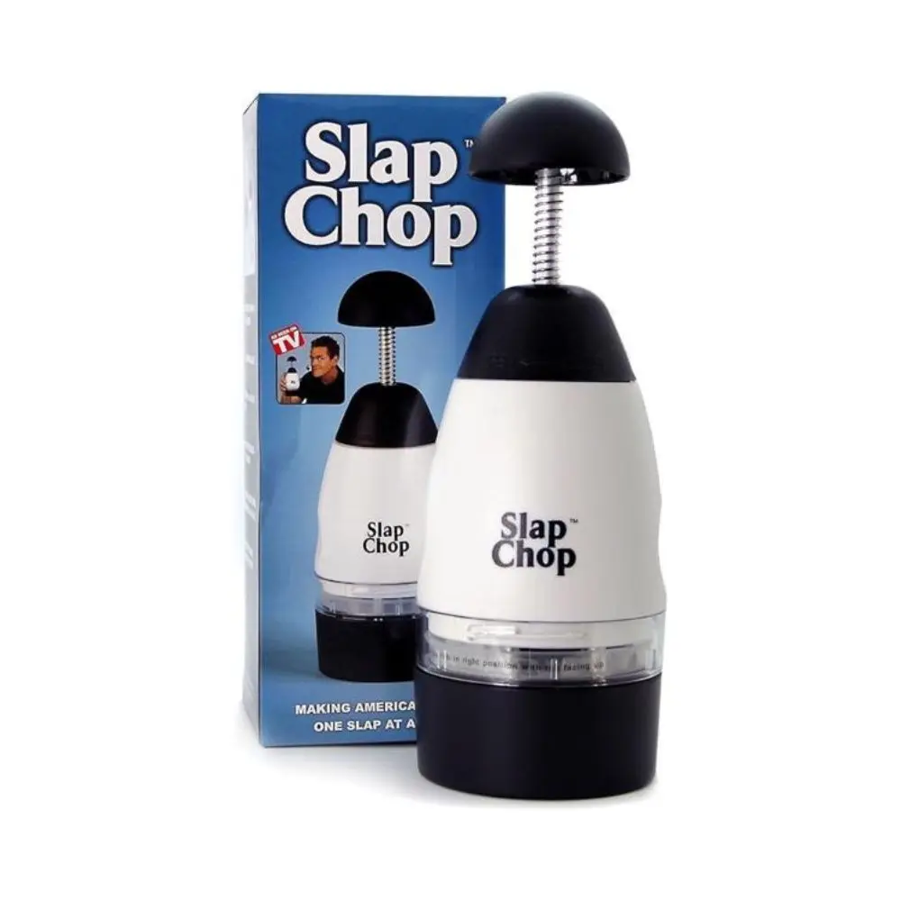 Slap Chop Manual Food Chopper Vegetable Cutter (As Seen on TV) - Stainless Steel Lifetime Blades, 1-Push Operation, Dishwasher Safe Kitchen Gadget for Meal Prep, Vegetable Dicing, Nut Mincing