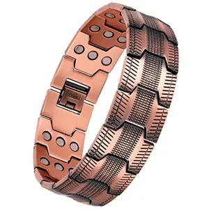 3x Men's Copper Bracelet Triple Super Strong Magnet, 99.99% Pure Copper Magnetic therapy Bracelet with Adjustable Size Tool, Men's Valentine's Day healing Jewelry Gift Classic pulsera sanadora arthritis joint pain support