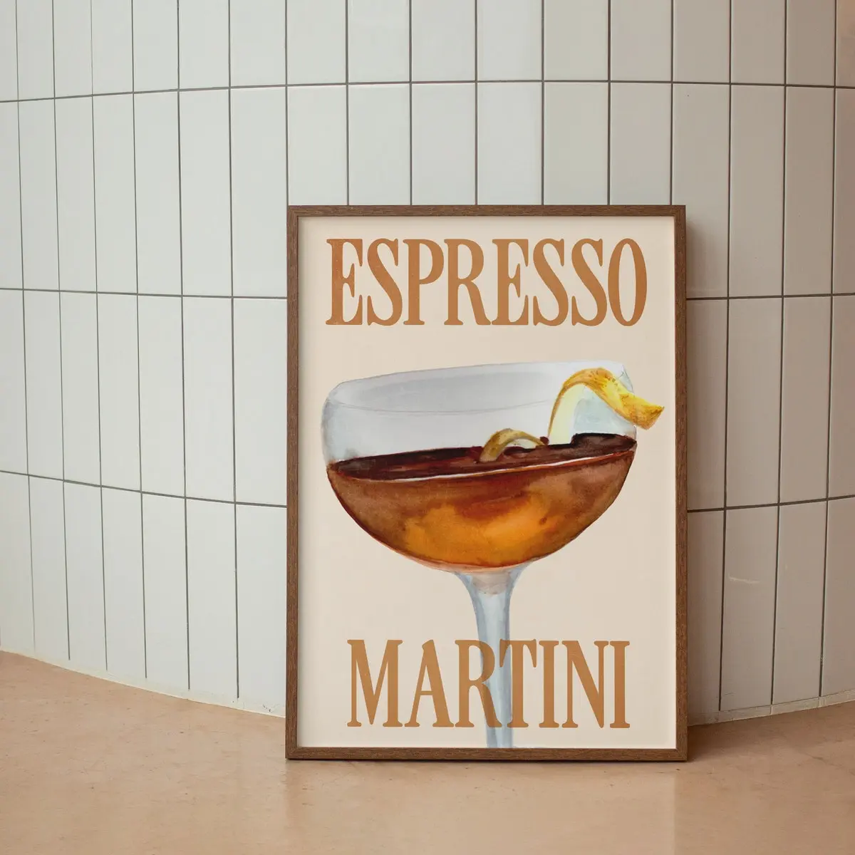 Retro Colorful Mid Century Abstract Girls Brunch Printable Poster Art Print, Espresso Martini: Retro Classic Cocktail, Unframed, Room Decor