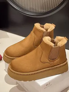 Women's Winter Fluffy Snow Boots, Casual Short Ankle Boots, Warm Fleece Lining, Comfortable Indoor Outdoor Shoes, Fashion Daily Wear