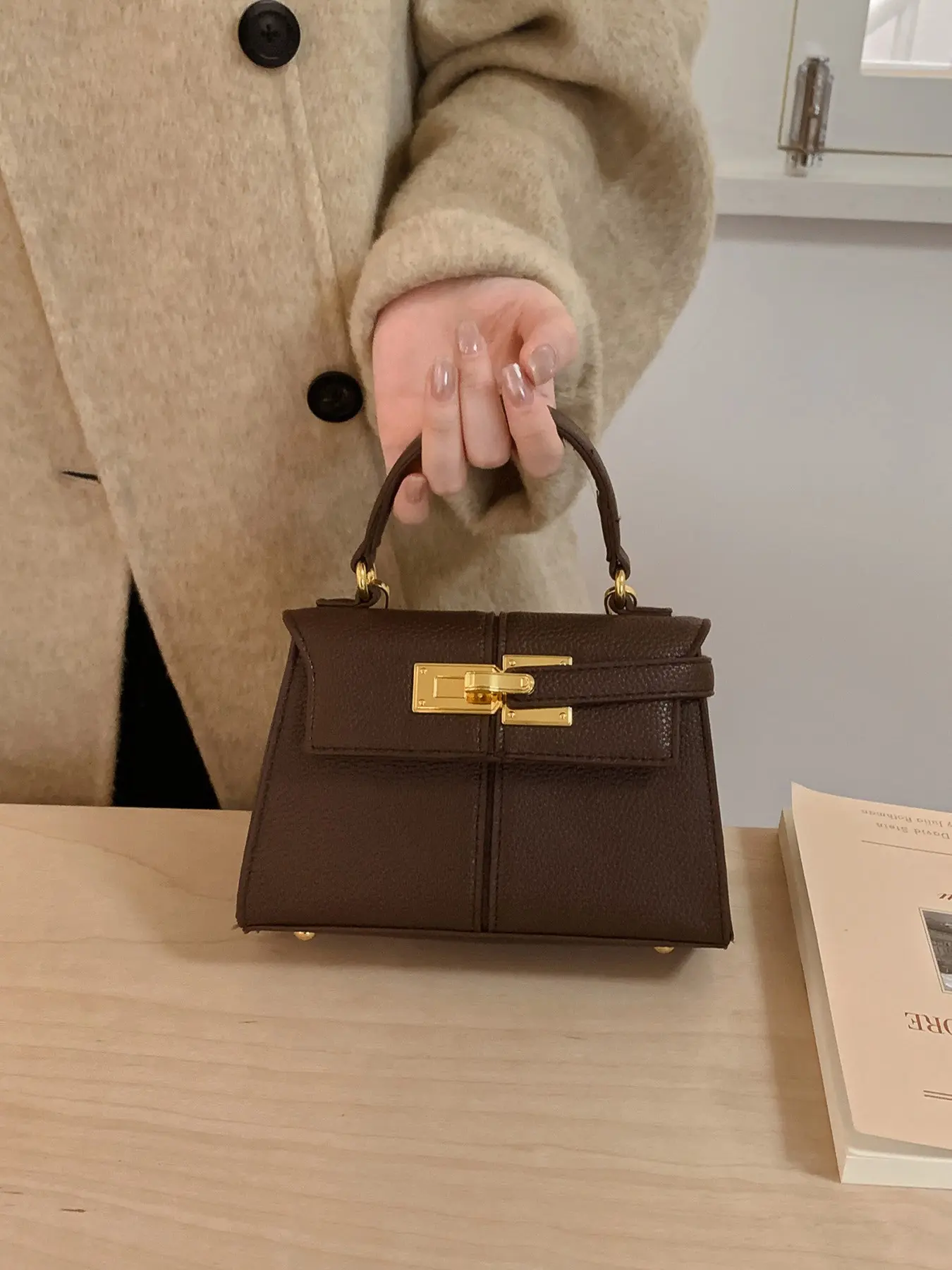 Women's PU Leather Handbag, Soft Litchi Texture Crossbody Bag, Adjustable Strap Shoulder Bag, Casual Daily Use & Gift