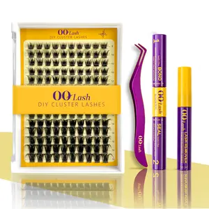 OQ Lash Diva D Curl DIY Eyelash Extension Kit 140PCS Soft PBT Fibers Waterproof Long Lasting with Bond Seal Glue & Remover for Beginners Cosmetic