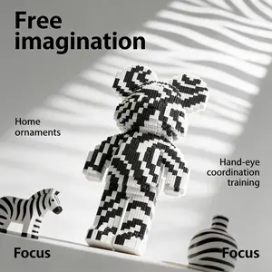 Zebra Striped Bear Series Creative Building Block Model, 1288pcs, Original Authentic, New 2026 Design, Gift Idea, DIY Craft Decor