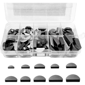 120PCS Woodruff Key Assortment Kit, 10 Sizes Carbon Steel Semicircle Bond Key Metric Hardware Set, Half Moon Gear Shaft Drive Flywheel Key for Fasteners Mechanical Industry