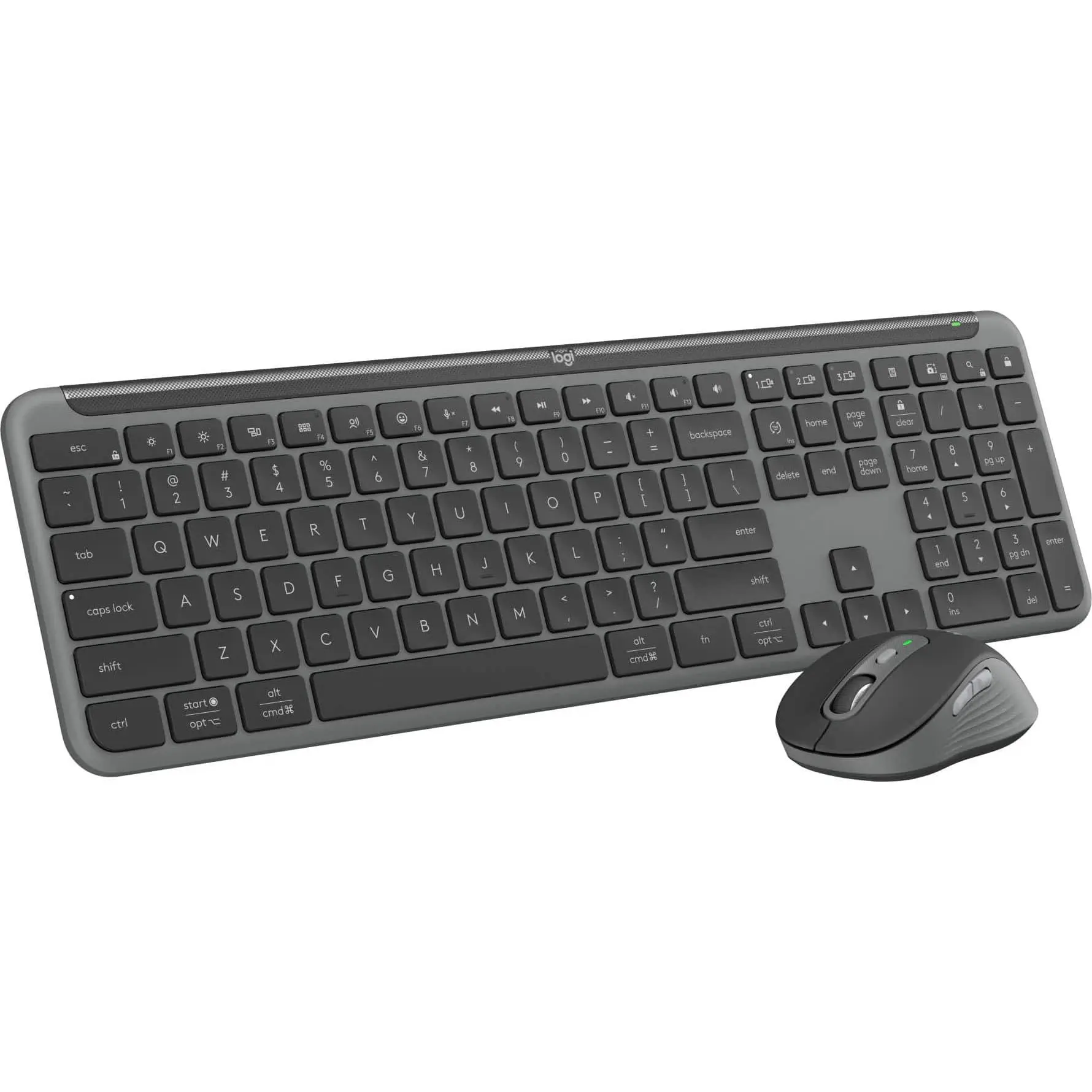 Logitech - MK955 Signature Slim Full-size Wireless Keyboard and Mouse Combo for Windows and Mac with Quiet Typing and Clicking - Graphite