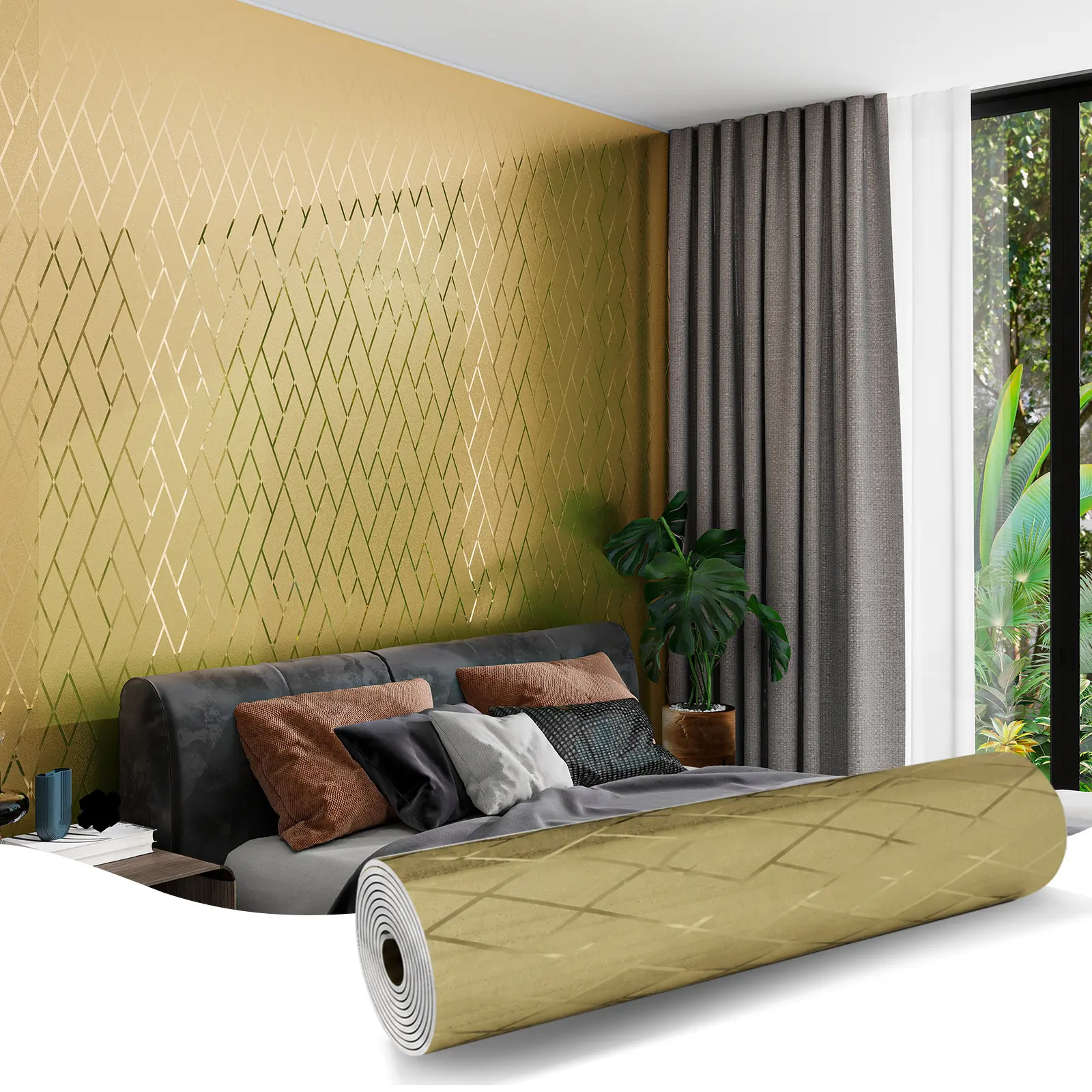 Embossed Metallic 3D Mosaic Wallpaper, Self-Adhesive Peel-and-Stick PVC Wall Tile, DIY Cuttable & Removable, Durable, Waterproof, Scratch-Resistant and Easy to Clean, Ideal for Bathrooms, Living Rooms, TV Walls, Sofa Walls and Kitchen Backsplashes.