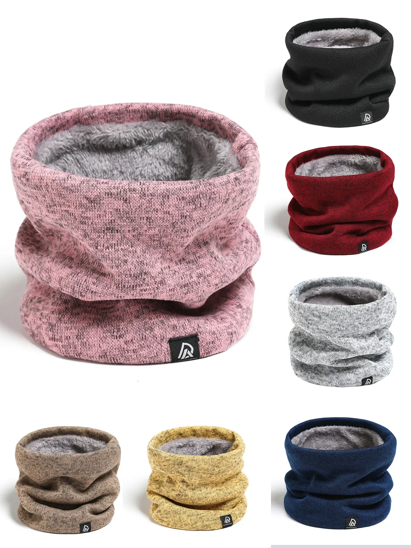 Unisex Fall Winter Windproof Knit Scarf, Thick Fleece Lined Neck Warmer, Casual Outdoor Cycling Skiing Accessory, Knitted Shawl, Textured Blanket Scarf, Fluffy Soft Scarf