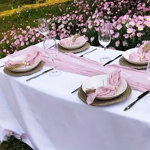 13Pcs, Cheesecloth Tablecloth Set 1pc, Gauze Tablecloth 12PC Napkin, Rustic Bohemian Wedding Bridal Party Birthday Party