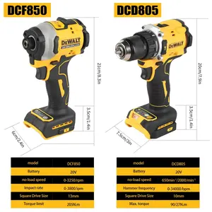 DEWALT DCD805 and DCF850 Brushless Cordless Combo Kit Screwdriver and Impact Drill Power Tool Set Lithium Platform for Home Renovation Workshop Tasks and Professional Use Compact Design and Stable Output