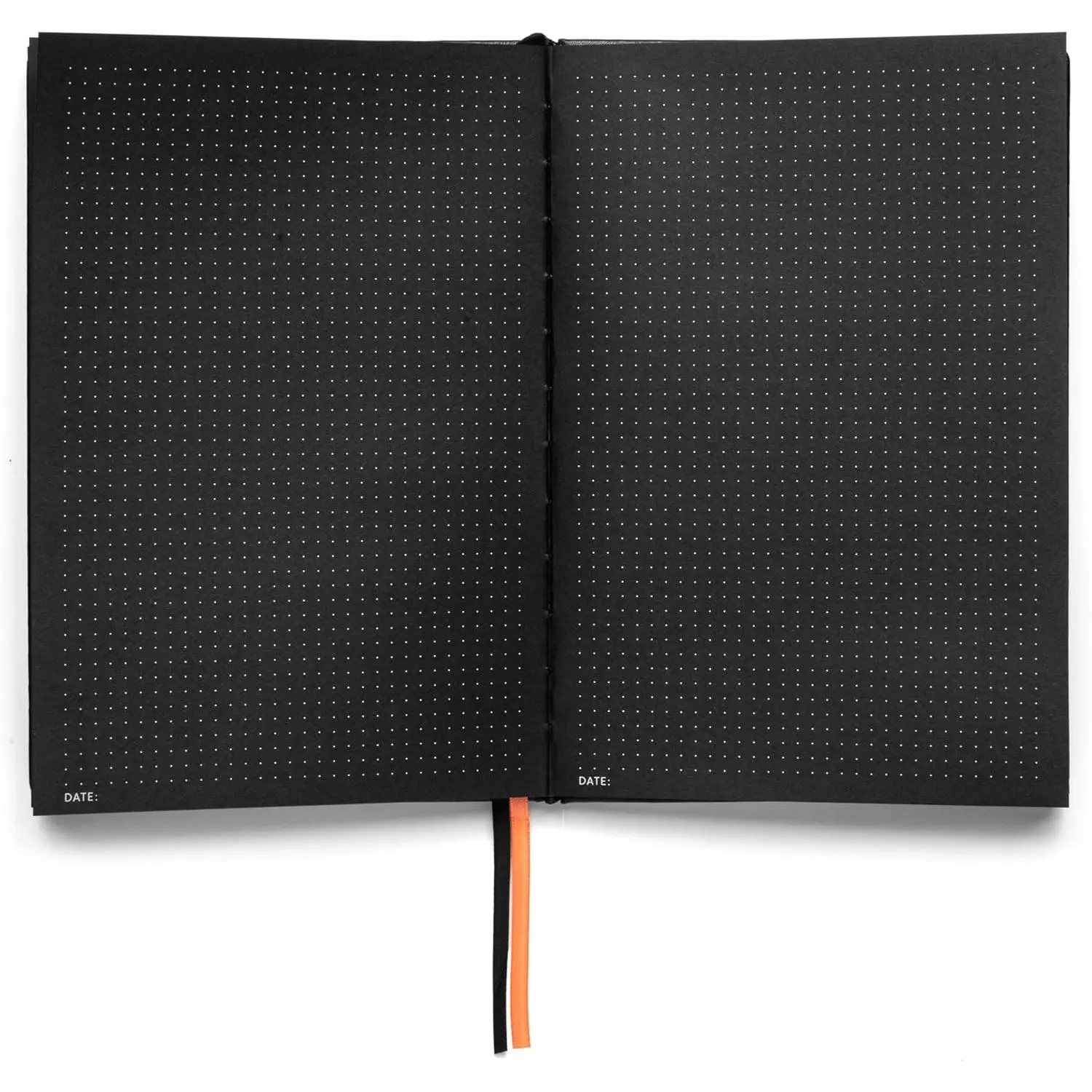 Pitch Black A5 Dotted Journal Notebook, Minimalist Dot Grids, 160 Sheets 150gsm Thick Black Paper, Vegan Leather Hardcovers, UV Printed, Cover Pocket, Extra Storage, Drawing-Friendly, Dual Bookmarks, Manufacturer Warranty, Easy Reference
