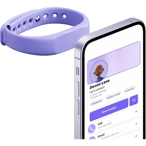 Band - Digital Business Card Wristband - Tap to Share NFC - iPhone & Android (Purple)