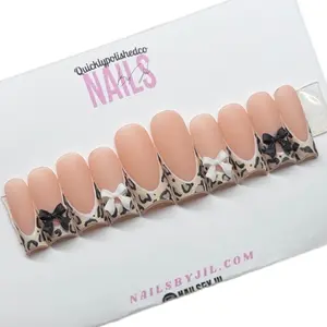 Cheetah French Press On Nails with Nail Kit - All Sizes and Lengths - Nail Care, Nail Art