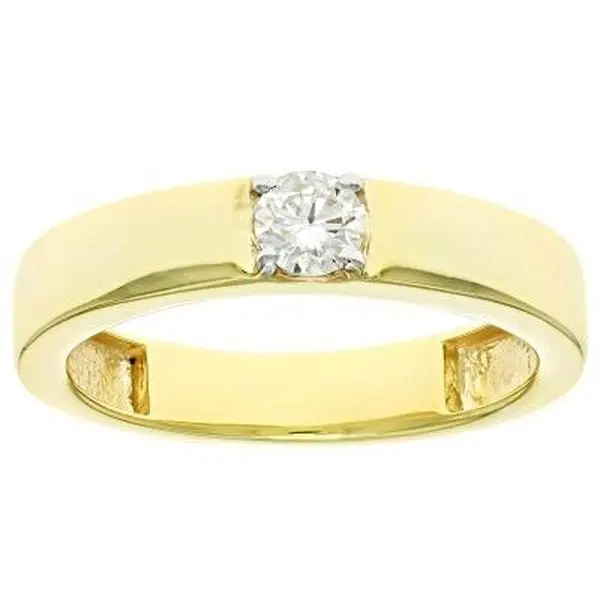 JTV White Lab-Grown Diamond H SI 14k Yellow Gold Over Sterling Silver Solitaire Band Ring 0.25ct