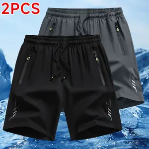 2-piece set - men's athletic casual shorts, breathable quick-dry stylish gym shorts, ideal for summer workouts