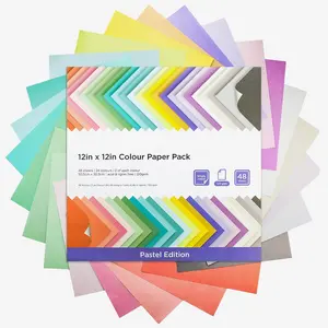 48 Sheets Pastel Color Scrapbook Paper 12x12 Inch 24 Assorted Colored Card stock 120 gsm 32 lb Rainbow Paper for Cardmaking, Assorted Color Shading Projects,Origami,Classroom Crafts