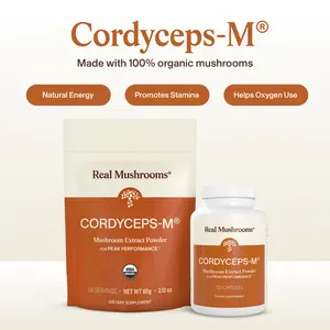 Real Mushrooms Organic Cordyceps M Powder | Cordyceps Militaris 1000mg Per Serving | Hot Water Extracted | Lab Verified Potency | USDA Certified | Vegan Gluten Free | 60g or 150g Pouch