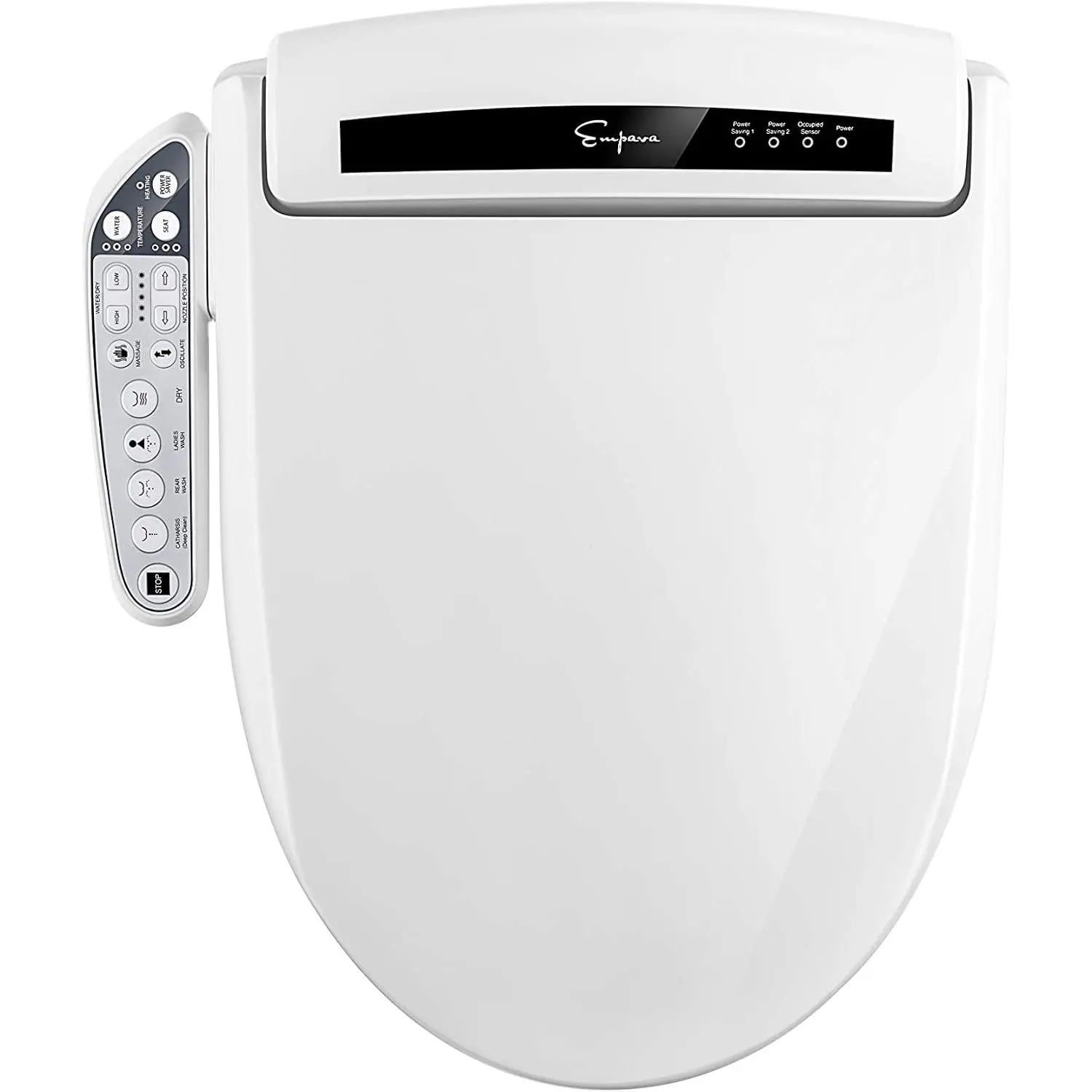 Empava Electric Smart Bidet Seats for Elongated Toilets Heated Toilet Seat with Warm Air Dryer and Temperature Controlled Wash Functions in White Model 2021