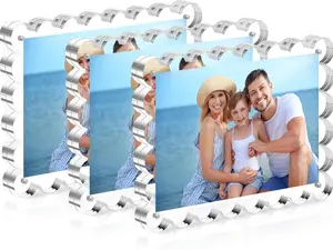 3 Pack 4 x 6 Acrylic Frame,Acrylic Picture Frames Horizontal Magnet Double Sided 4x6 Picture Frame,10+10MM Thick Clear Frameless Desktop Display Magnetic Block Photo Frame Gift Ideal