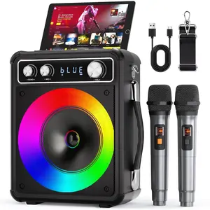Karaoke Machine with 2  Microphones, Portable  Speaker for Adults , PA Systems Support TWS Echo Adjust TF USB AUX for  Party Outdoor Travel