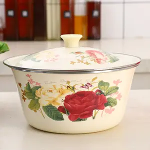 3-Piece Thick Enamel Multi-Functional Bowl Set, Large Capacity Fruit & Vegetable Bowl, Fermentation Bowl, Enamel Sourdough Bowl, Salad Stirring Bowl, Compatible with Various Stoves